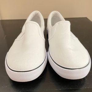 Pure white slip on sneakers